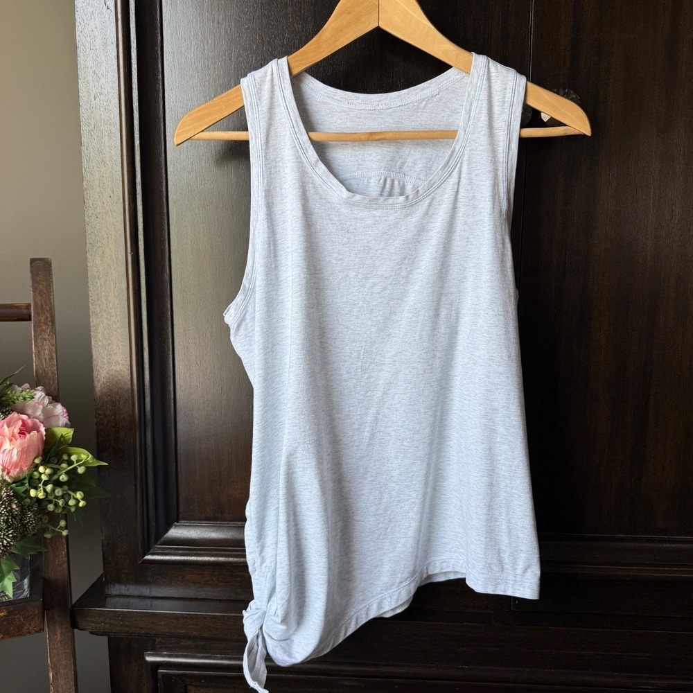 Lululemon Tank To the Point Side Tie Asymmetric Heathered Gray Size 6 Minimal